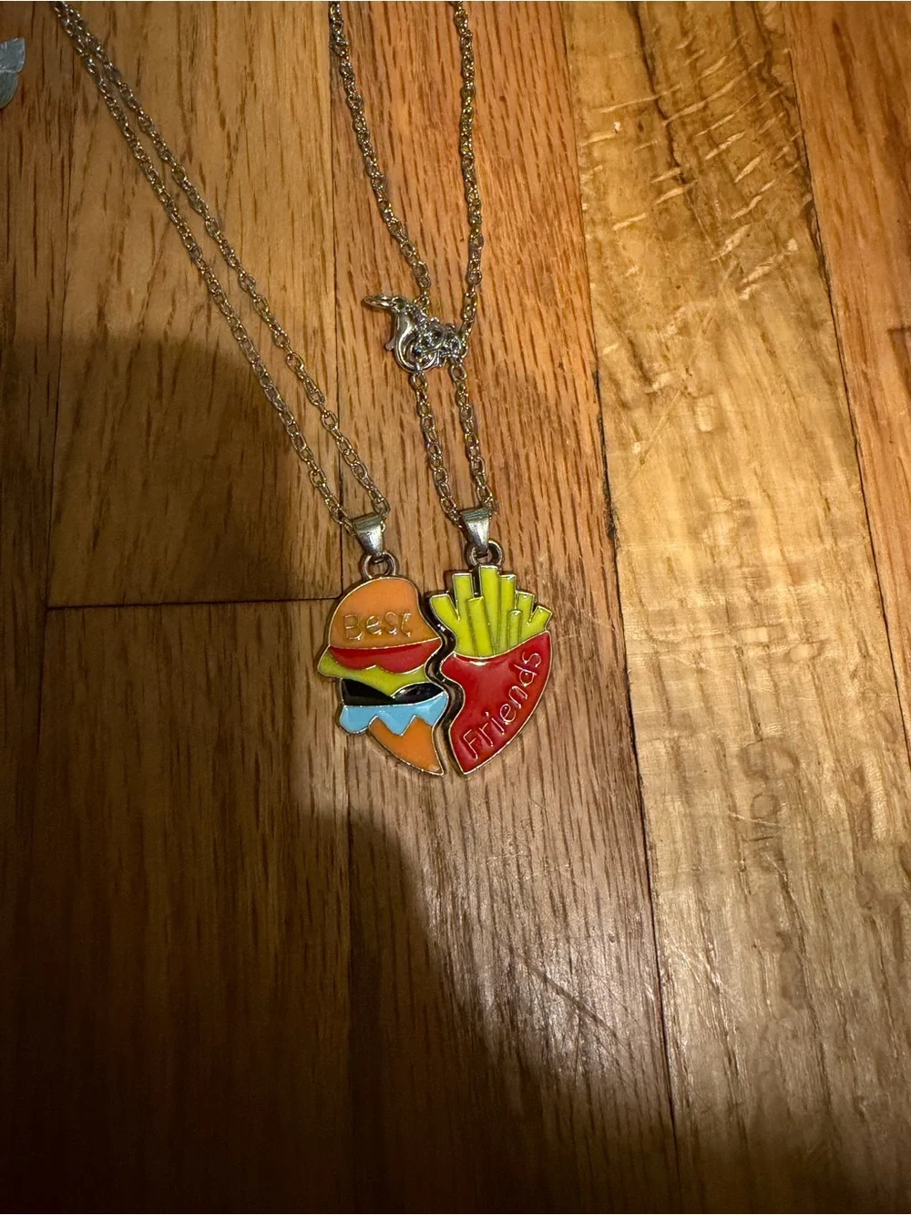 Kids Friendship Burger & Fries Necklace Set - Red, Yellow, Orange